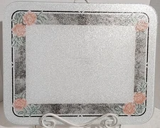 CORELLE Corning Glass Counter Saver SILK and ROSES 12" X 15" Cutting Board