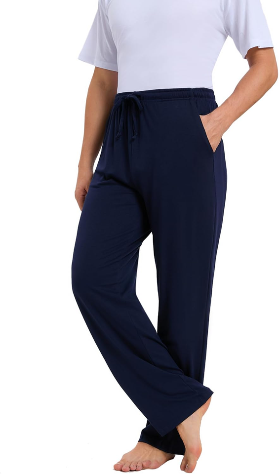 Herren Schlafanzughose Lang - Leichte Pyjamahose Mit Taschen