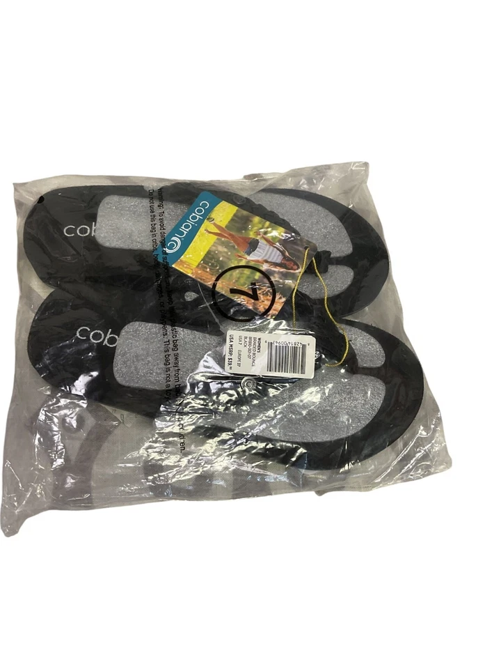 Cobian Womens Braided Black Flip-Flops Size 7 Durable Comfortable Beach Sandals - Imagem 2 de 4