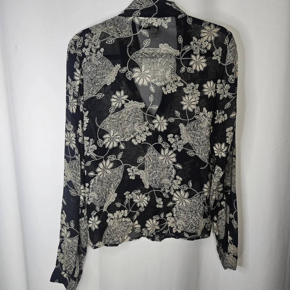 Blusa Camisa Para Mujer 100% Seda Con Botones Años 80 Talla Pequeña Semi Transparente Negocios De Colección  Foto 4 de 4
