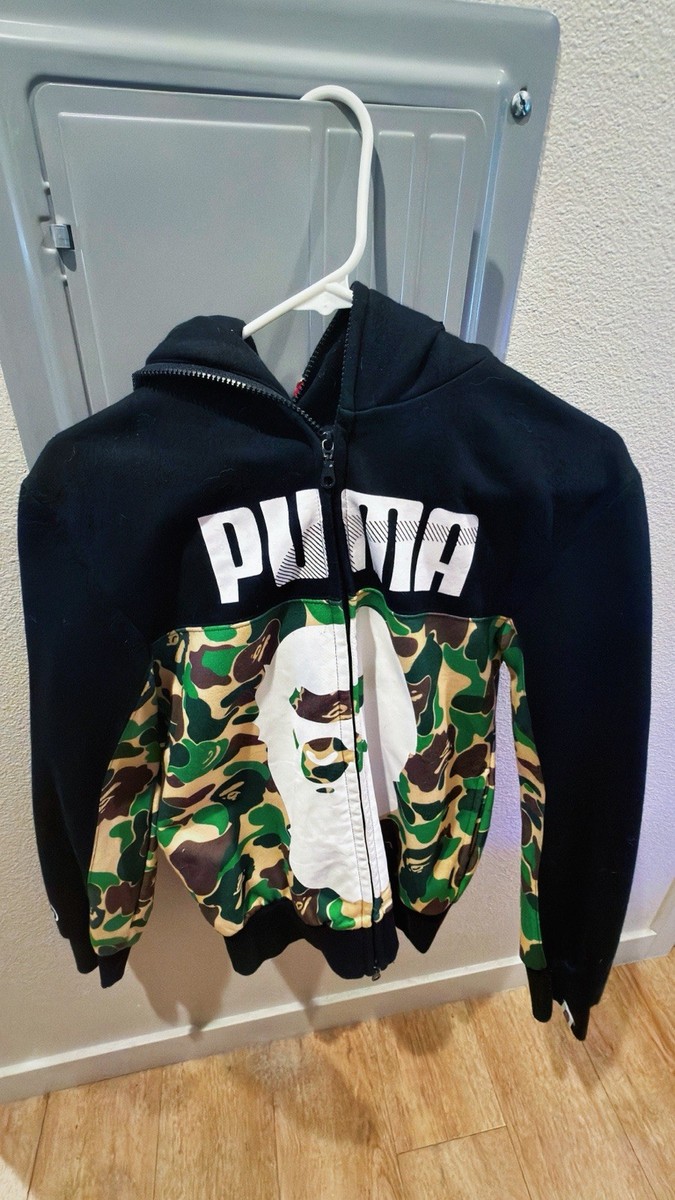 PUMA x BAPE Camouflage Shark Graphic Full Zip Hoodie Black Green
