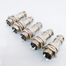 US Stock 5 Pair Aviation Plug 2Pin Female Panel Metal Wire Connector 16mm GX16-2