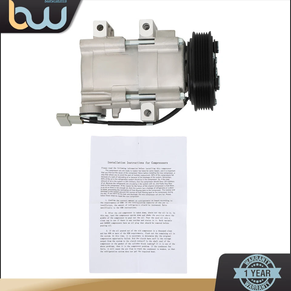 Compresor de aire acondicionado con embrague 1 pieza para Ford Escape Mazda Tribute 3,0 L V6 2002-2005 Foto 4 de 4