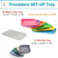 Dental Autoclavable Trays Plastic Instrument Set Up Flat Tray Size B, or F Mini