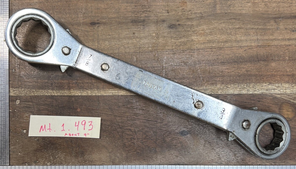 Vintage Ratchet Wrench Double Box End Wrench Off Set 7/8