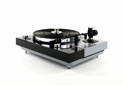 Restored Thorens TD 318 in high gloss black and matte gray