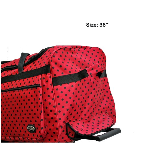 "E-Z Roll" Fashionable Polka Dots Rolling Duffle Bag Size 22"/30"/36" 3 colors - Picture 36 of 37