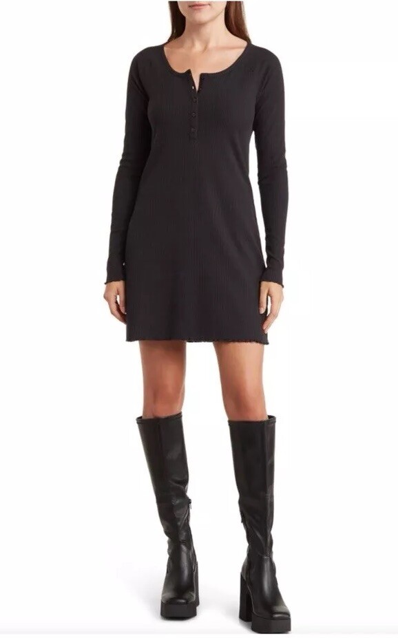 ribbed lettuce edge dress Women's Daily Solid Color Ribbed Knit Long Sleeve Lettuce Edge Ruffled Collar Column Midi Dress In WHITE
