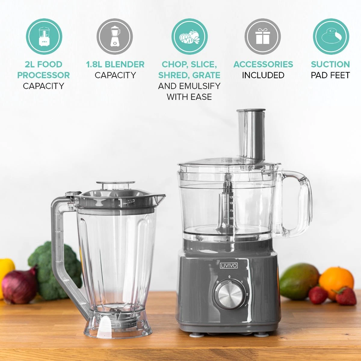 FOOD PROCESSOR JUICER BLENDER MIXER CHOPPER 2 SPEED PULSE FUNCTION 1.8L JUG  750W 5017403085119