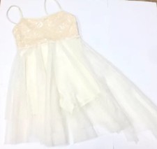 Double Platinum Performance Wear Dress Body Suit Child Medium M Sequin Cream CM