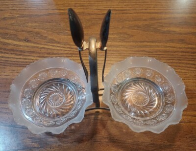 E&J Leek EPNS Holder Celtic Plate w/2 celtic plate Spoons & 2 serving bowls-Rare