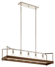 Kichler  52091AUB Tanis 5 Light 48" Wide Linear Chandelier Auburn Stained Finish
