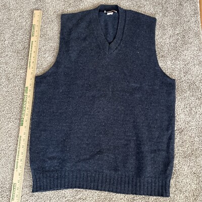 Vtg. Tuxan 70s 80s Shetland Wool Sweater Best Navy  Preppy Cardigan XL