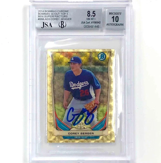2014 Bowman Chrome Mini RC Corey Seager signiert Superfractor Rookie Auto 1/1 BGS