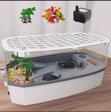 Turtle Tank with Lid Turtle Aquarium With Heat Lamps