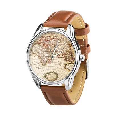 Old World Map Watch | Travel Lover Gift Watch | Husband Wife Gift | Wanderlust