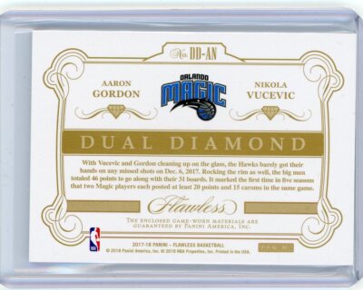 2017-18 Panini Flawless Dual Jumbo Patch #DD-AN Aaron Gordon 
