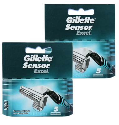 10 lamette da barba Gillette Sensor Excel lame doppia lama Ecxel in confezione originale 2 x 5