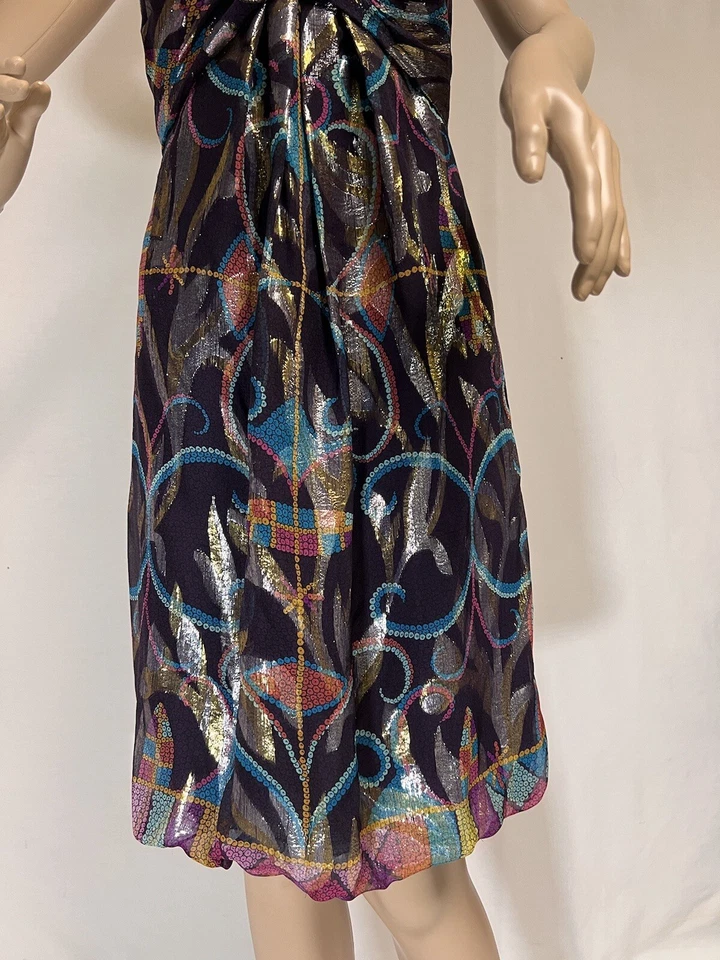 Nicole Miller 女式连衣裙,多色,无肩带几何图案,0 码 — 第 3/4 张图片