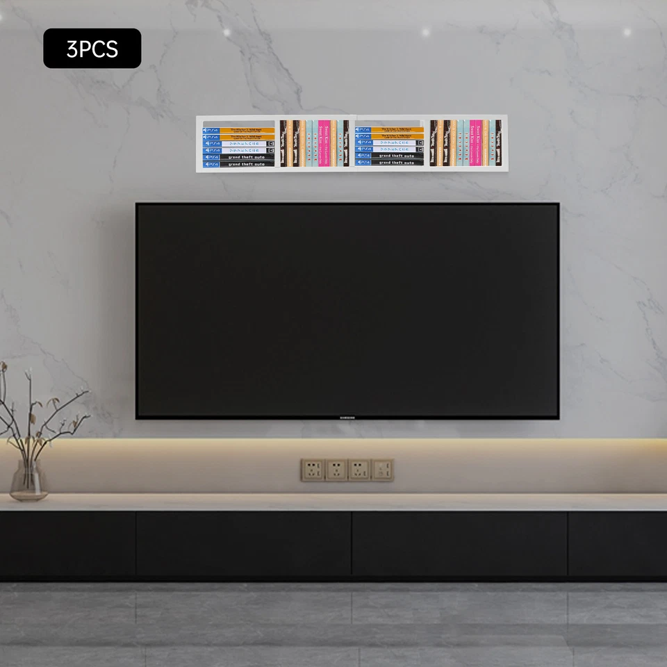 3* CD Wall Mount Racks CD Storage Holder Rack Display  CD-DVD Stand White Foto 2 de 4