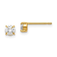 4mm Cubic Zirconia Stud Earrings in 14k Yellow Gold E12408
