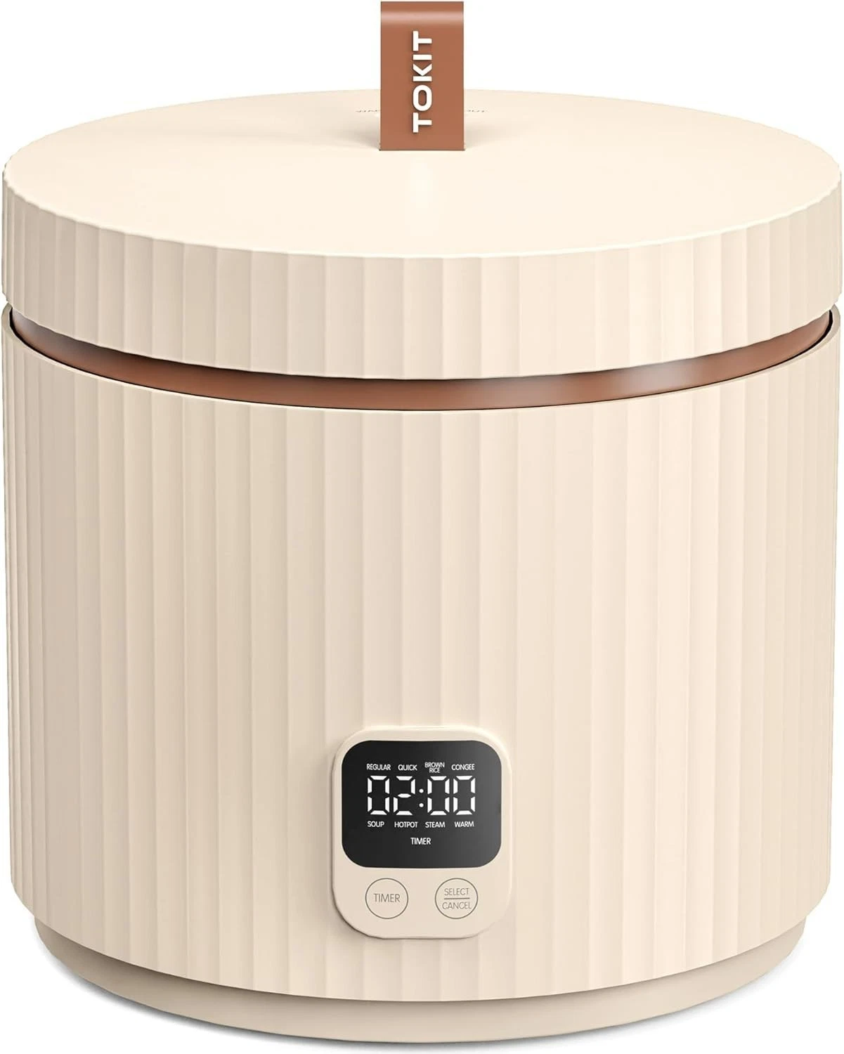 Compact 3-Cup Rice Cooker with Touch Display & 8 Cooking Functions