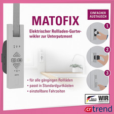MATOFIX Elektrischer Rolladen-Gurtwickler Unterputz Timer, LED 1,5 m