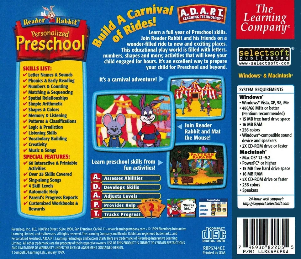 Reader Rabbit Personalizado Preescolar Deluxe (Juego de 2 CD-ROM) (Compatible con Wind Foto 2 de 4