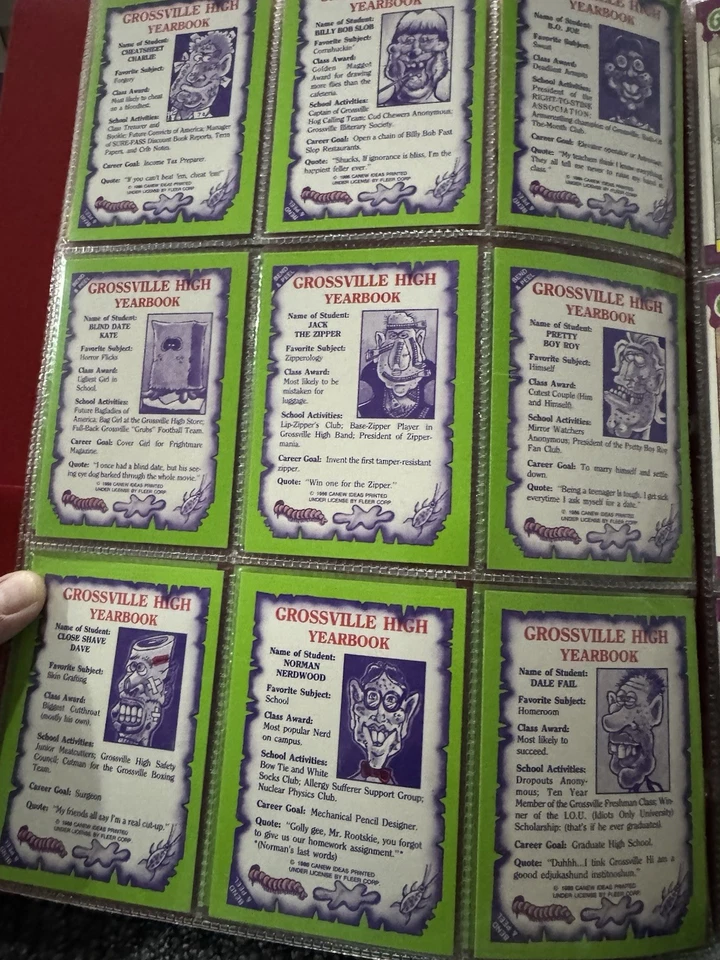 JUEGO COMPLETO DE 66 TARJETAS GROSSVILLE HIGH SCHOOL +3 ENVOLTORIOS 1986 cubo de basura niños Foto 3 de 4