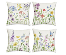 18" x 18" Birds Floral Pattern Decorative Throw Pillow Cover Set of 4