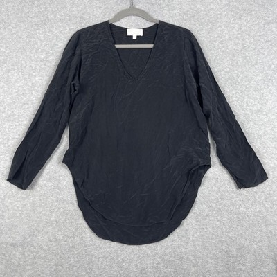 Alexis Silk V-Neck Long Sleeve Blouse Womens M Minimalist Capsule Quiet Luxury