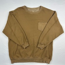 Aerie Womens Crewneck Sweatshirt Small Brown Pocket Fleece Pullover