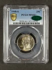 1948-S Washington Quarter PCGS MS66+ CAC Approved Crescent Rainbow Toner