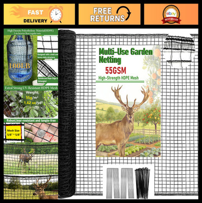 Heavy Duty 4x75ft Deer Fence Netting - 55GSM Plastic Mesh for Garden & Trees