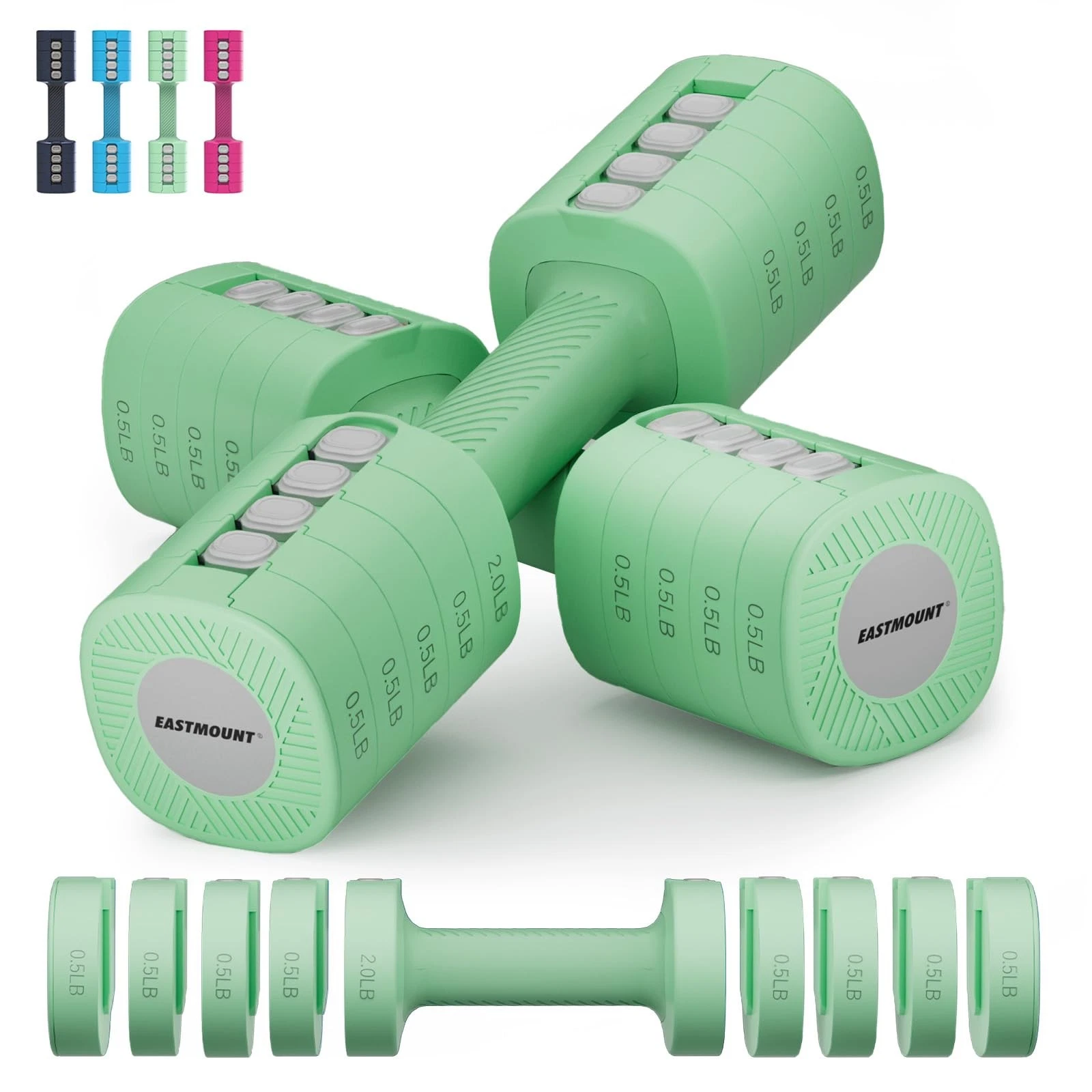 Adjustable Weight Dumbbells Set of 2, 8 in 1 Hand Weights for Women 2lb/3lb/4...