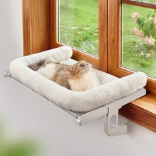 Zoratoo Cat Window Sill Perch with Large Bolster, Easy to Medium, White