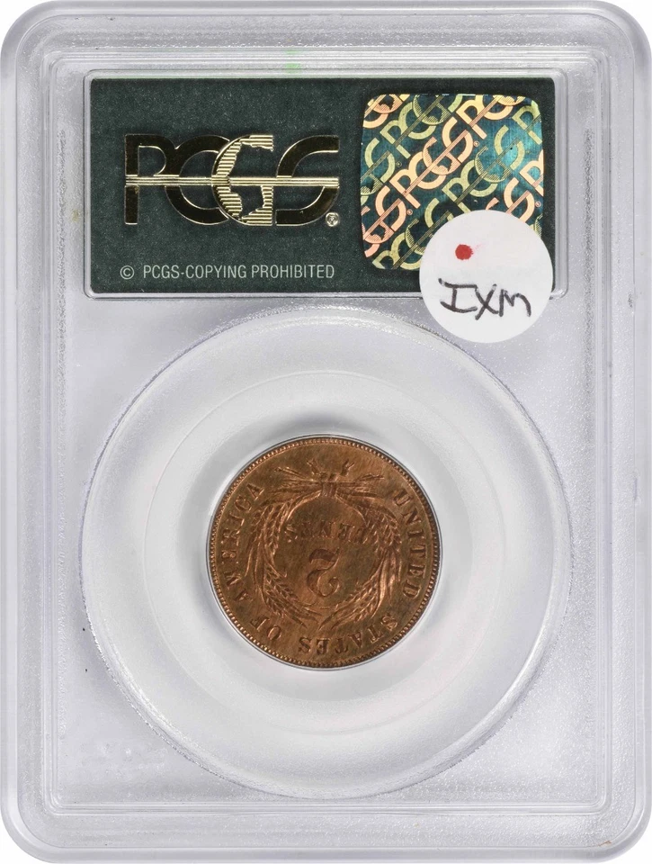 1865 Two Cent Piece MS64RD PCGS - Image 2 of 4
