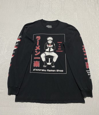 Naruto Shippuden Shirt Mens Medium Black Ichiraku Ramen Shop Anime Long Sleeve