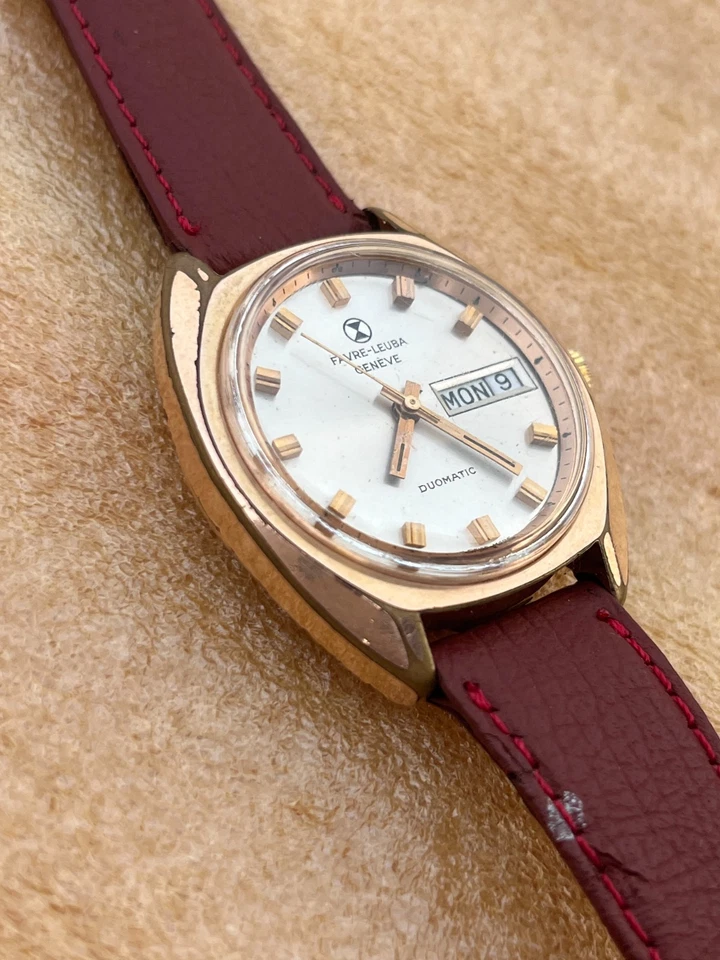 Vintage Favre Leuba Geneve Duomatic Swiss Day Date Men's Watch - Image 4 of 4
