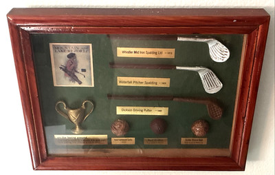 Vintage Golf History Bobby Jones Club Timber Framed Shadow Box Wall Decor 9.5×7