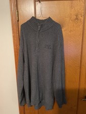 Men  s Size Large Harley Davidson 1/4 Zip Sweater Gray Pullover Sweater