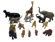 1990s AAA Toys 15 Safari Animals-Lion, Hippo, Zebra, Elephant, Giraffe