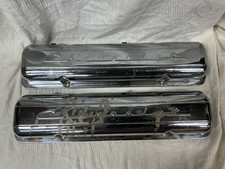 Vintage Chevrolet Script Stamped Steel Valve Covers Sbc