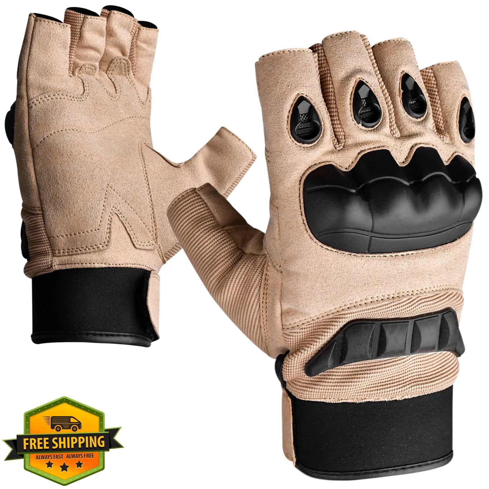 J.A.G. Men's Fingerless Tactical Gloves Medium Beige
