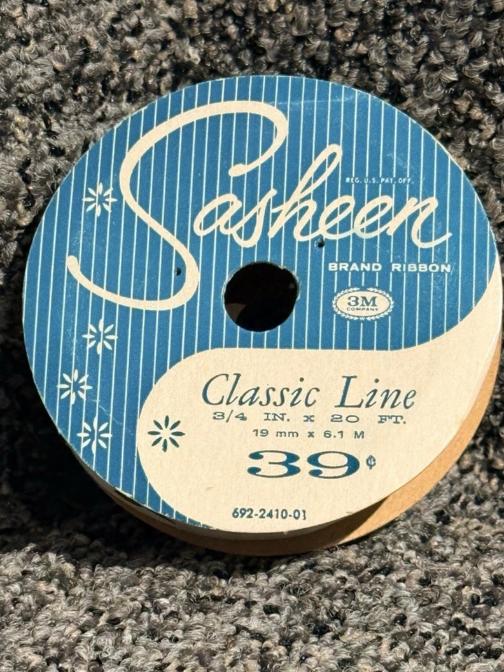 Vtg 60s 3/4" Christmas Sasheen Ribbon Gold Angels/Stars White 3M Classic Line - Image 2 of 4