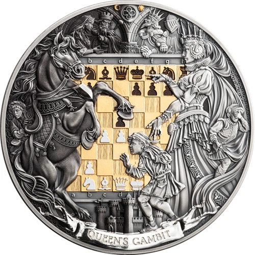 Queen’s Gambit Chess Battle 3 oz Antique finish Silver Coin 7$ Niue 2026