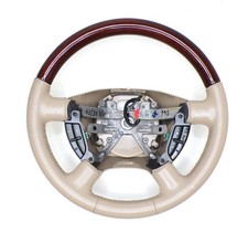 Ford 03-06 Expedition Parchment Tan Leather Wrapped And Wood Steering Wheel
