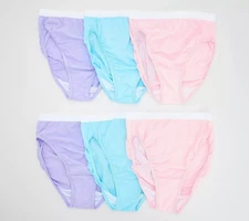 Breezies Original Cotton Hi-Cut Panties 6-Pack Pastel Pack 12 New