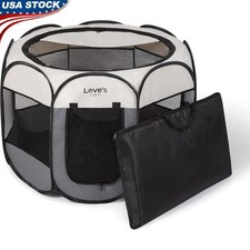 Portable Dog Playpen Indoor Outdoor Dog Tent Zippered Access Easy Fold Storage