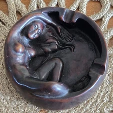 Vintage Art Nouveau Style Flowing Hair Woman Lady in Ashtray 4"
